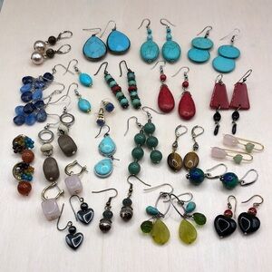 Huge lot bundle 22 stone jewelry, drop dangle, boho casual and dress up dressy.